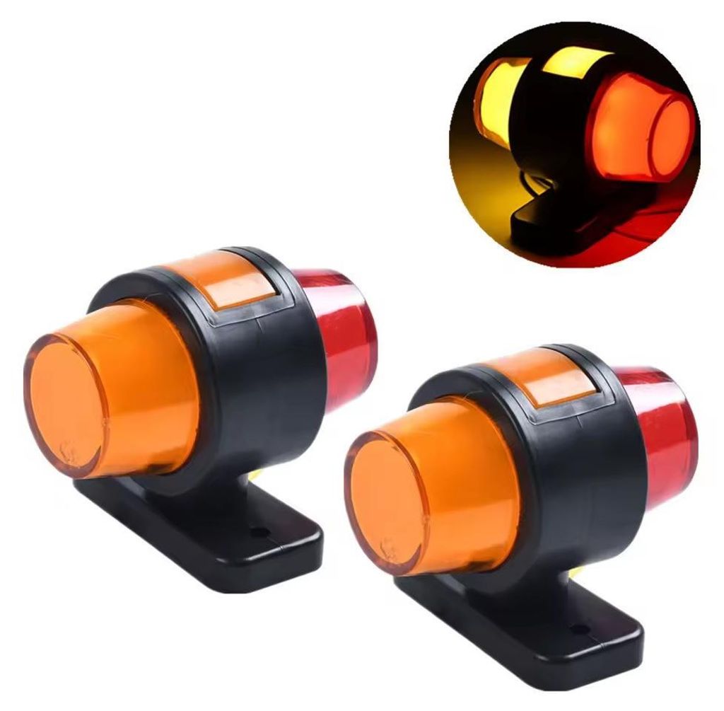 2er-Set LED-Seitenpositions-/Begrenzungsleuchten, hornförmig, 12–24 V, rot–orange–orange