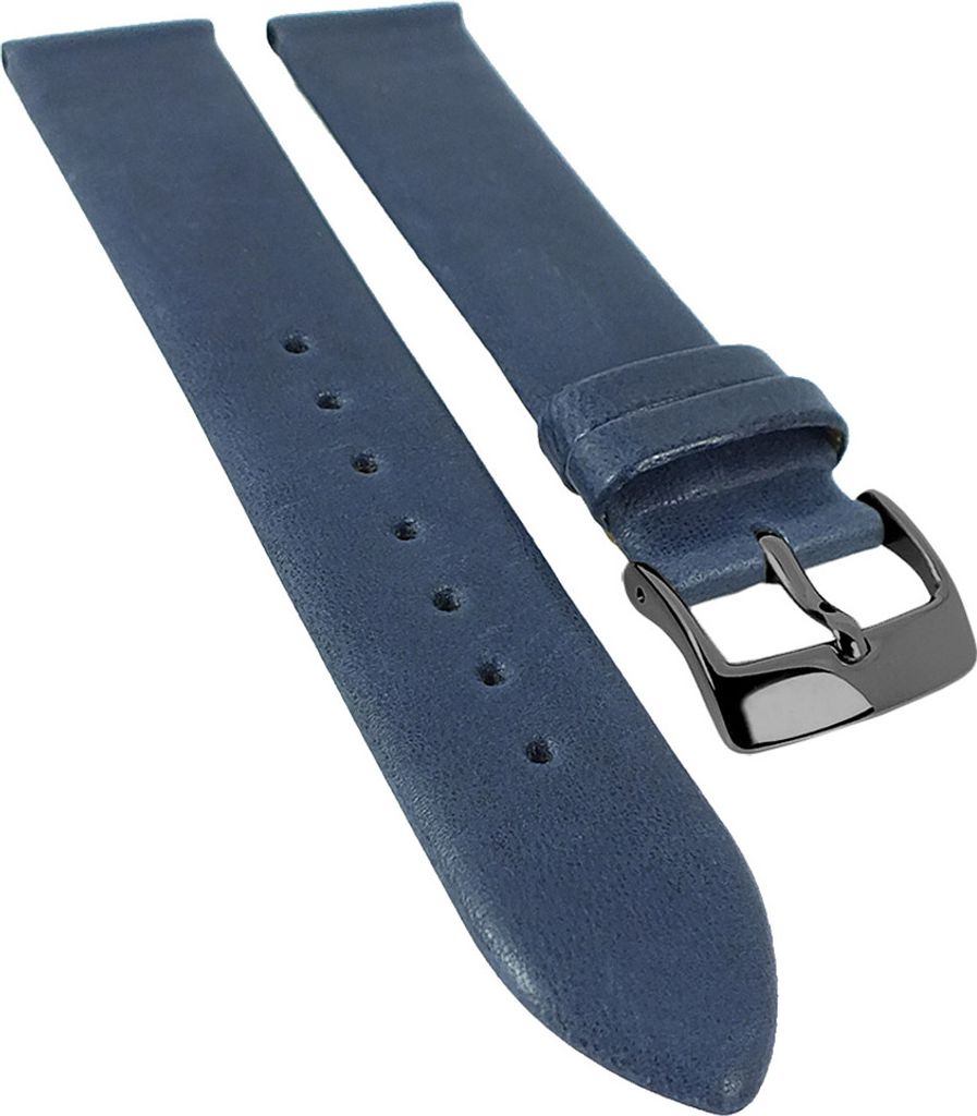 Barington Cordero Uhrenarmband blau weiches Lammnappaleder rembordiert, Stegbreite:18mm, Schließe:Schwarz