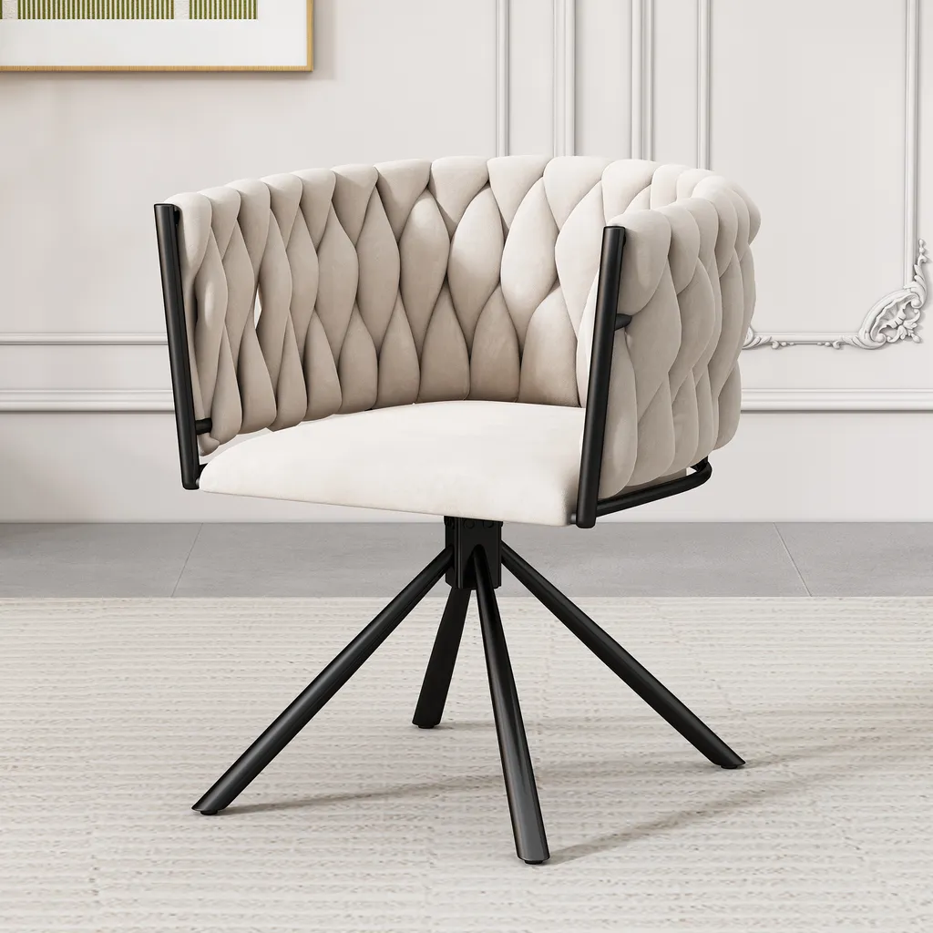 Offerta Sedia Girevole Velluto Beige Flieks | Prezzo Imbattibile