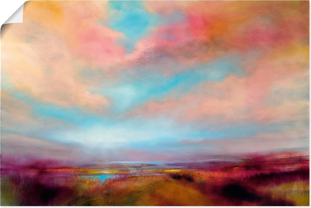 ARTland Poster Heideland - Sonnenuntergang Größe: 90x60 cm