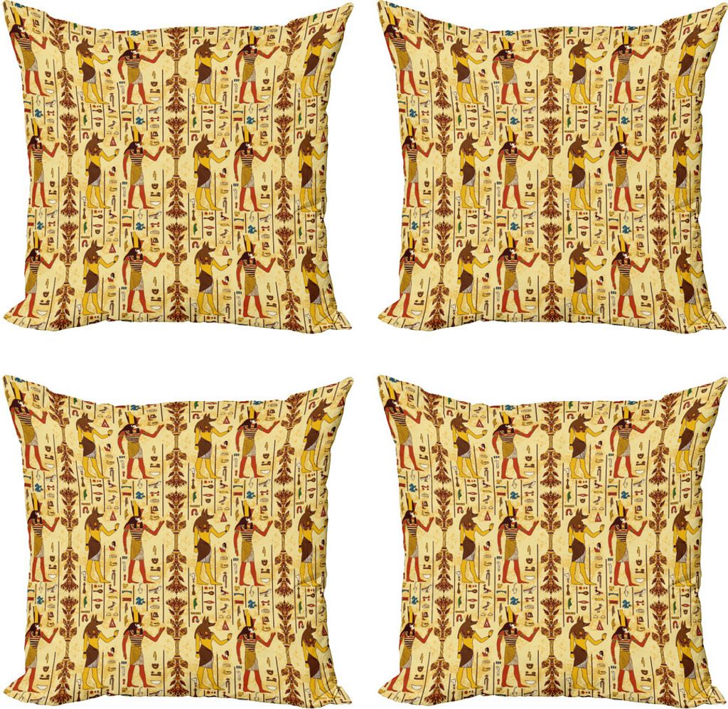 ABAKUHAUS ägyptisch Kissenbezug Set (4 Stück), Grunge und Retro Timeless, Moderner Doppelseitiger Digitaldruck, 45 cm x 45 cm, Mehrfarbig