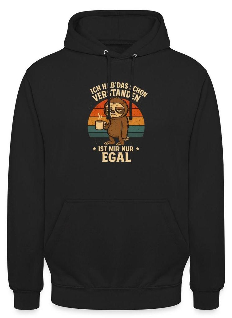 Spreadshirt Ich Hab Das Schon Verstanden Ist Mir Egal | Faultier Uni Hoodie, XL, Schwarz