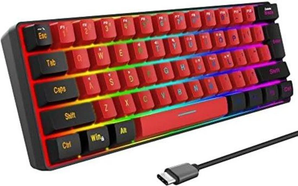 Clavier gamer mécanique 60 % compact avec rétroéclairage RGB ajustable
