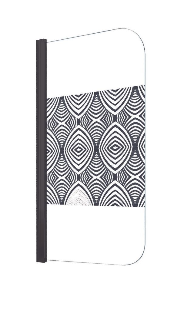 ONDEE ZEN-Pare Badewannenabtrennung UIMI – 80 x 140 x 0,5 cm – Siebdruck auf gehärtetem Glas – Schwarze Ausführung
