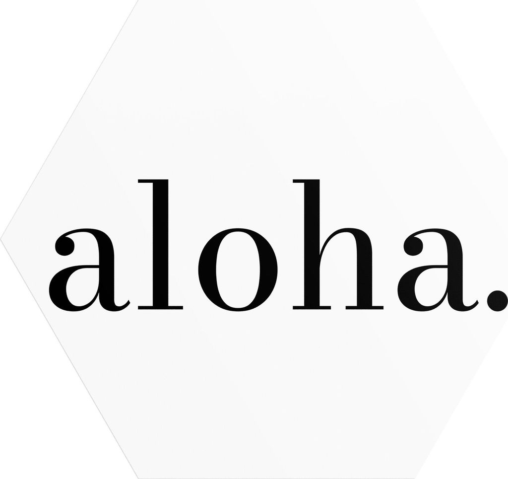 DEQORI Fototapete Sechseck 90x78 cm 'Aloha - Schriftzug' Wand Tapete Leinwand Sticker