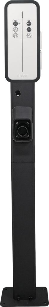 Wallbox Standfuß für Hager Wallbox – Schwarz – Montagesäule für 1 oder 2 Ladestationen – 149 cm – 8 kg