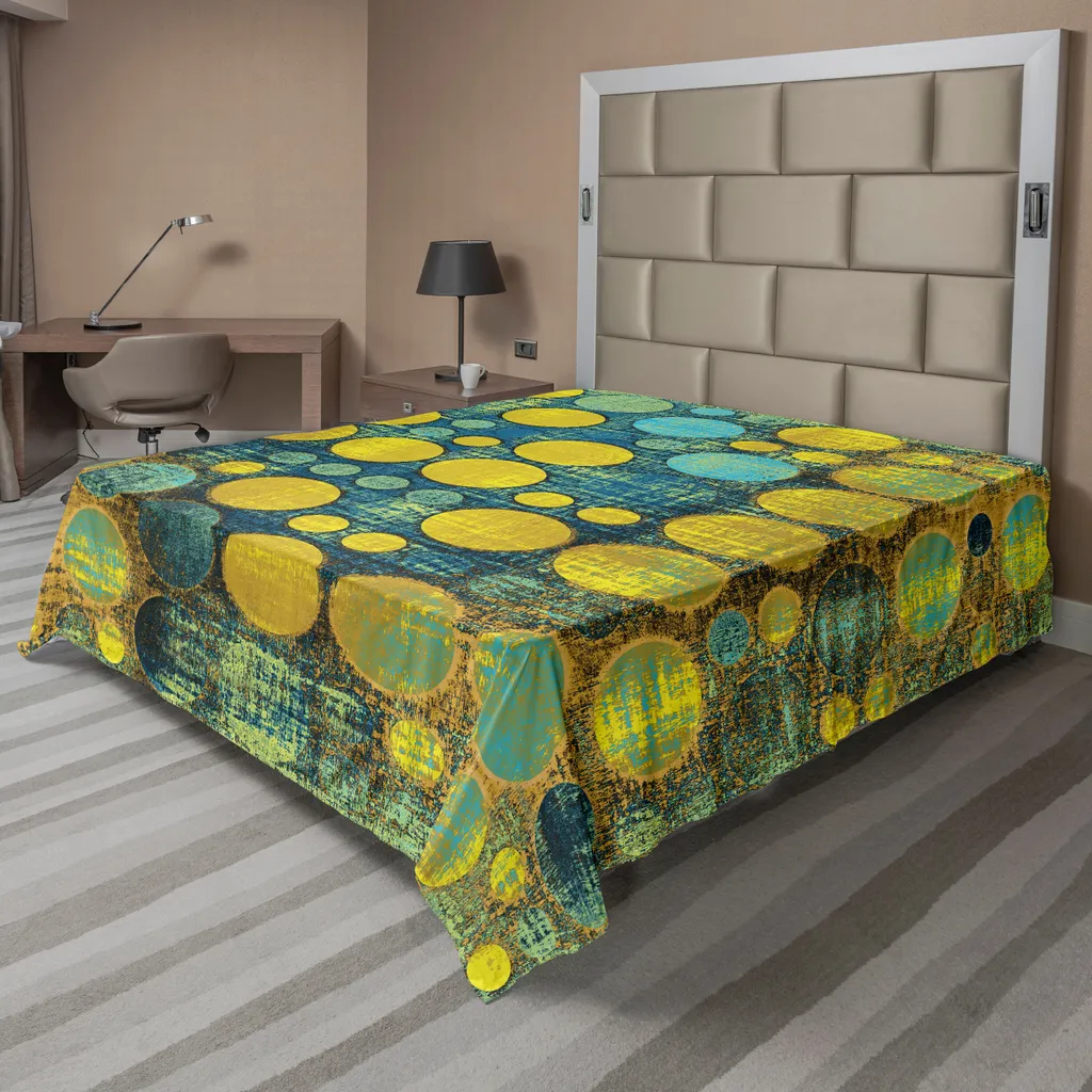 Lenzuolo Pois Anni '60 ABAKUHAUS 275x260 - Stile Vintage Groovy Verde Blu
