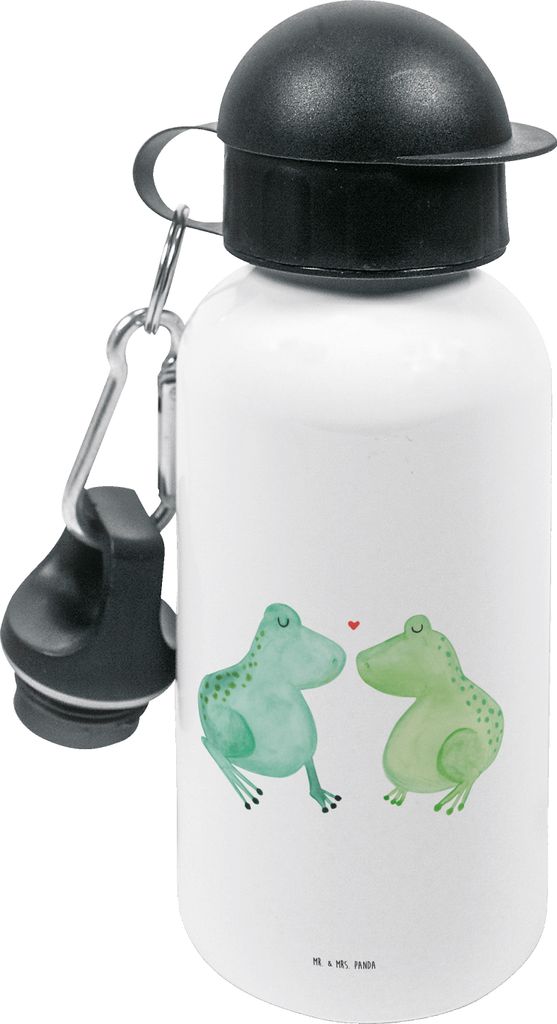 Mr. & Mrs. Panda Trinkflasche Frosch Liebe - Weiß - Geschenk, Frösche, Kita, Kindergarten, Wasserflasche, Kinder, Kinderflasche, Hochzeitstag, Fr...