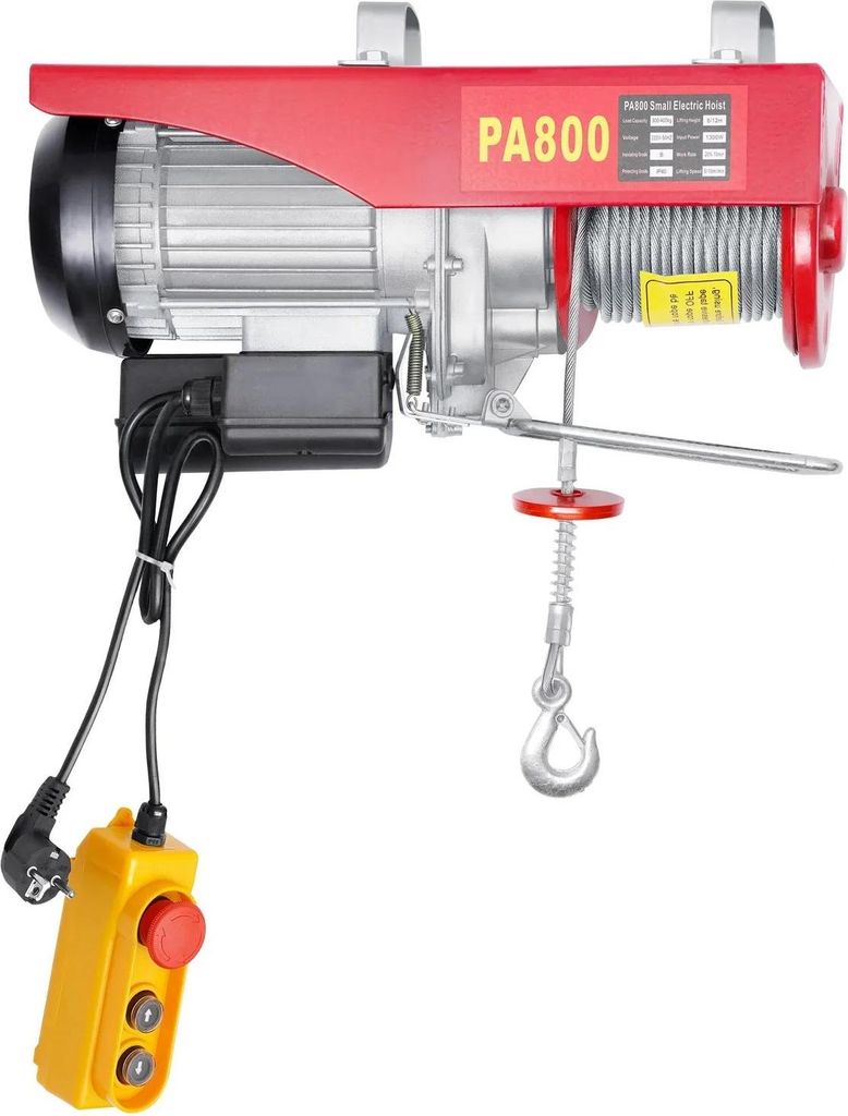 Elektrische Seilwinde - Seilzug - Leistung 1300 W - Stromversorgung DC - Drahtseil 5 mm - Eisen & Aluminium - Rot