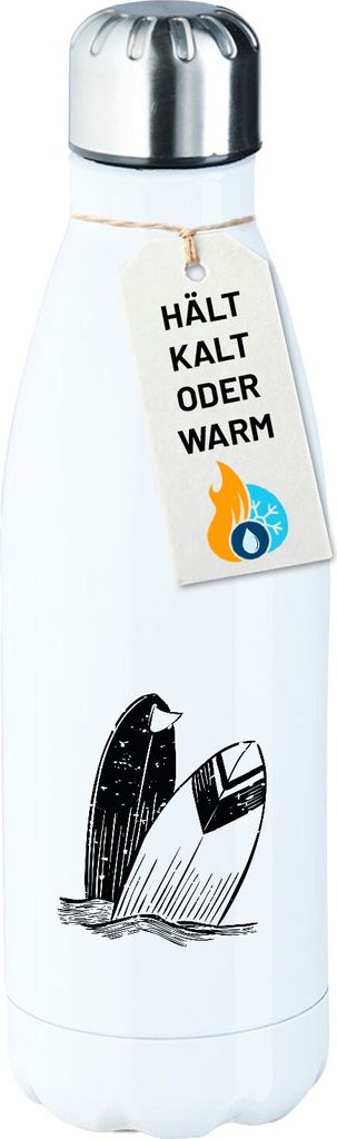 Huuraa Trinkflasche Surfboard Board 500ml White Edelstahl Wasserflasche Trinkflasche Geschenkidee