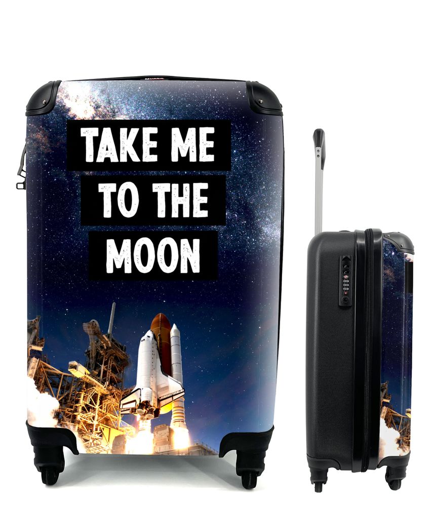 MuchoWow Koffer Handgepäck Trolley Rollkoffer Kleine Reisekoffer mit 4 Rollen - Zitate - 'Bring mich zum Mond' - Sprichwörter - Jungen - Kinder...
