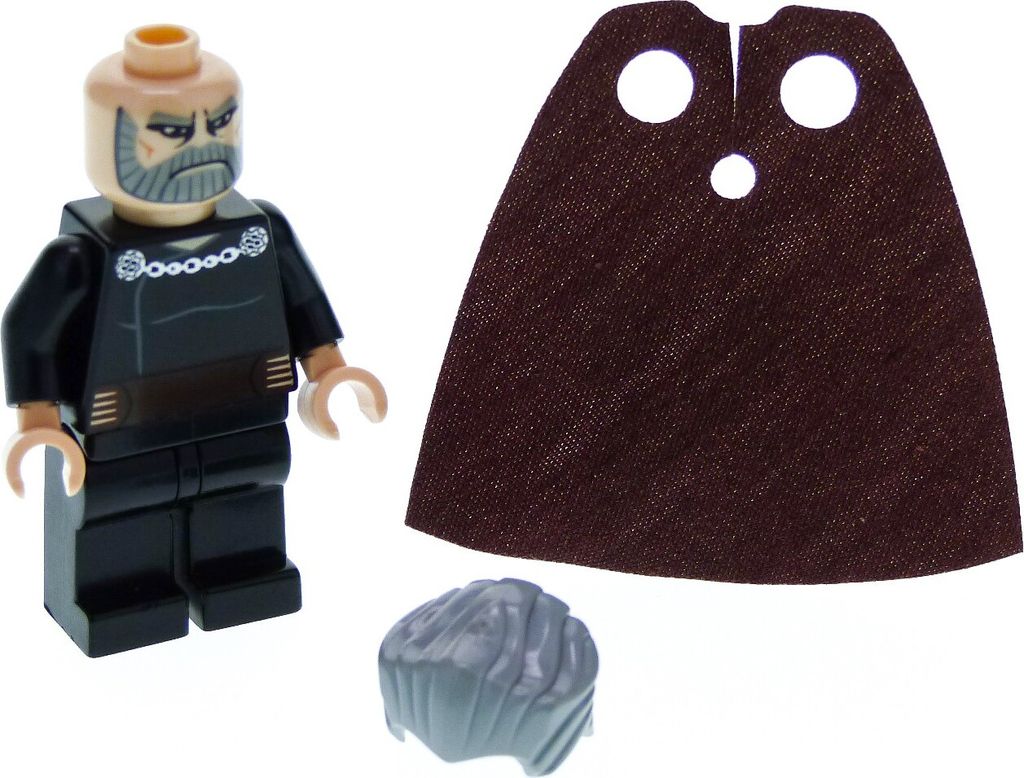1x Lego Minifigur Star Wars Count Dooku schwarz Umhang rot Produktbild 