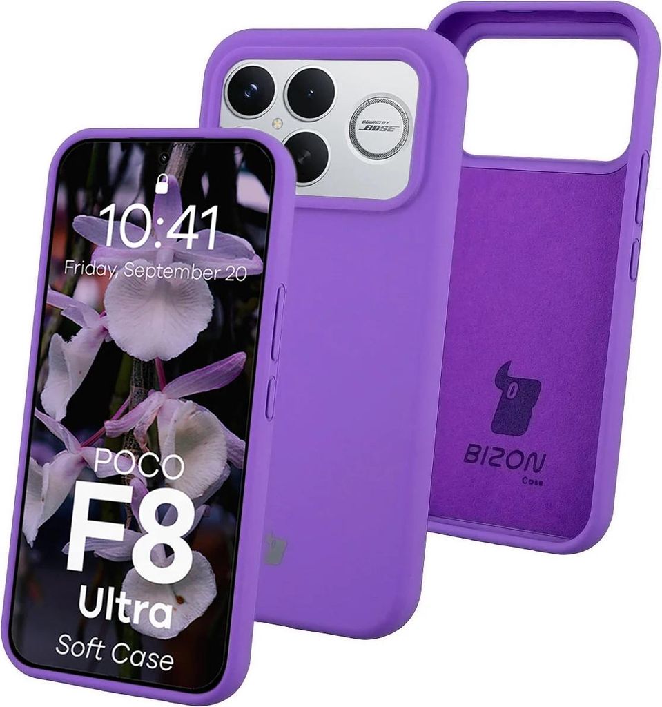 Silikon Handyhülle für Xiaomi POCO F8 Ultra, Bizon Soft Case, Violett