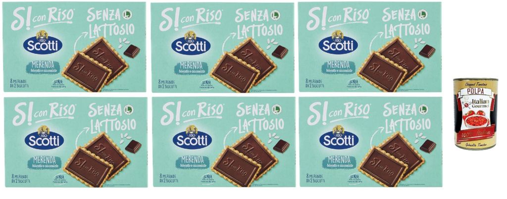 Si con Riso - Biscotto Cioco - Schoko Kekse, Laktose -freie und palmenfreie Kekse, Lactose -free biscuits 6x 200 g + Italian Gourmet polpa 400g