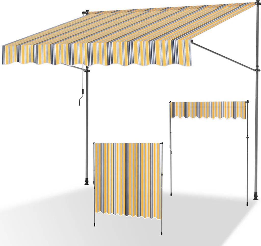 Tenda da Sole Clanmacy 400x120 cm: Protezione Senza Fori Giallo Blu