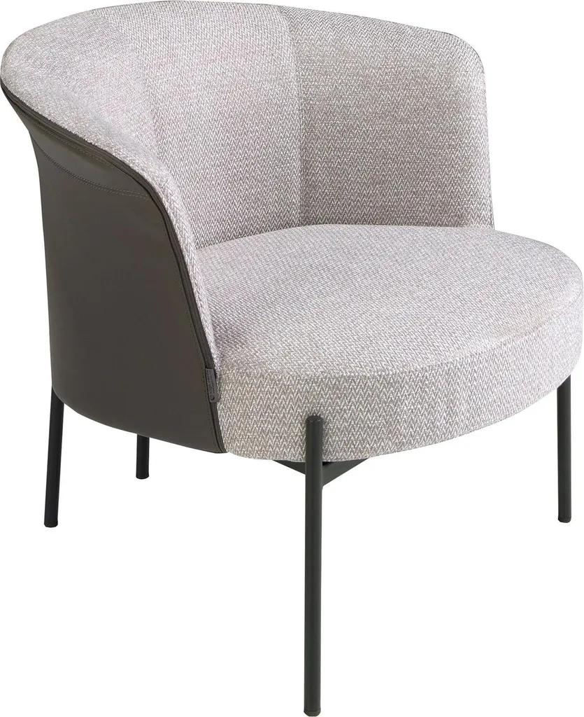 Fauteuil de Salon Design en Tissu Gris et Finition Similicuir Chic 5109