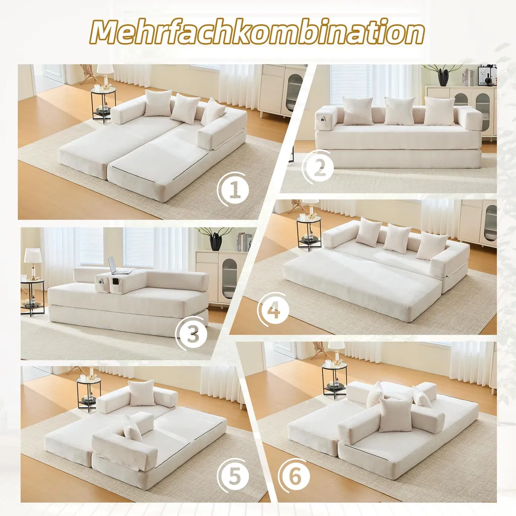 Canapé convertible d'appoint 198x159cm idéal pour studio et invités