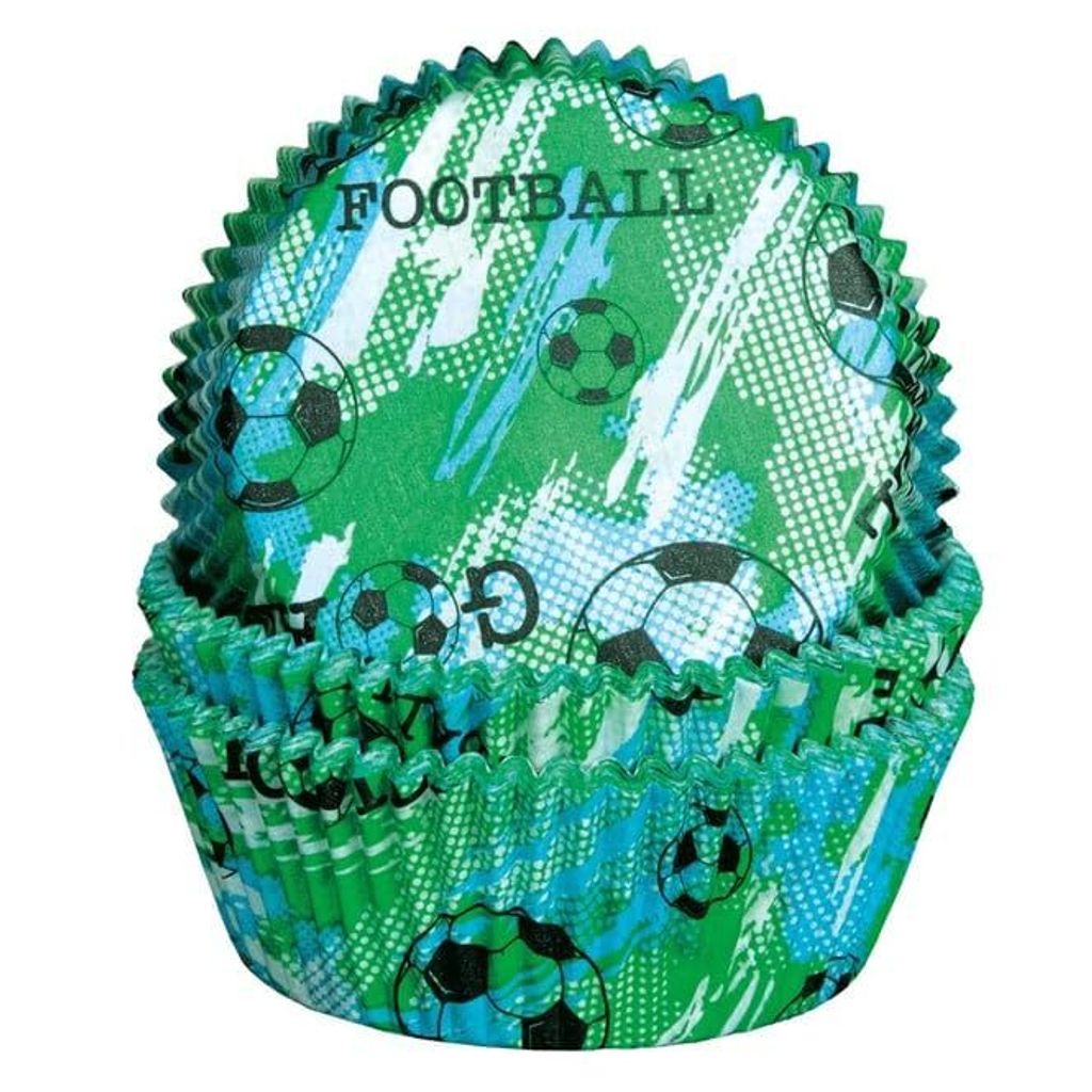 Backförmchen Fußball Inh. 60 Stück, 50x25 mm, Flowpack