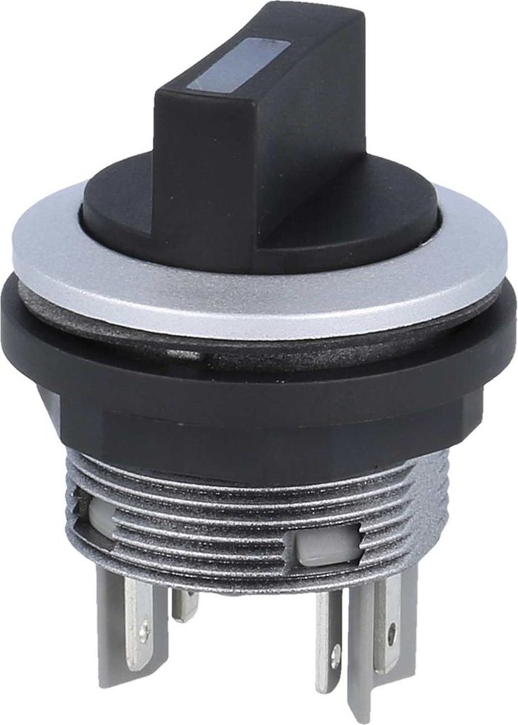 Georg Schlegel Leucht-Wahlschalter tastend, 1Ö + 1S beleuchtbar, rund, SHORTRON Flachstecker 2,8mm x 0,8mm - 1 Stück