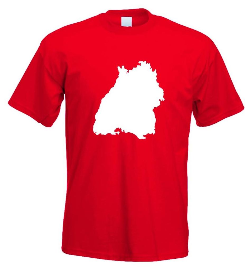 Kiwistar - T-Shirt - rot - Baden - Württemberg Silhouette Motiv Bedruckt Funshirt Design Print - mit Motiv Bedruckt - Funshirt Design - Sport - Fr...