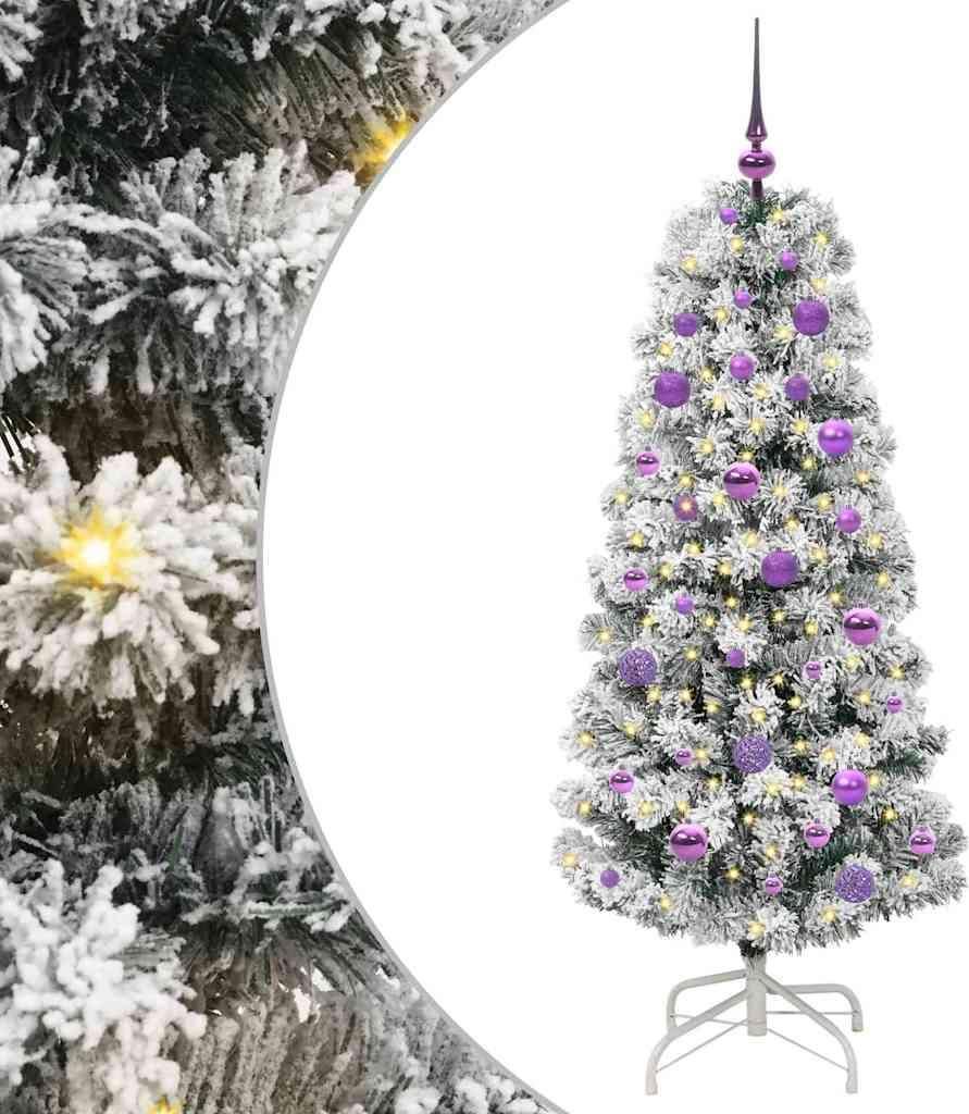 vidaXL Künstlicher klappbarer Weihnachtsbaum Grün und Weiß 150 cm