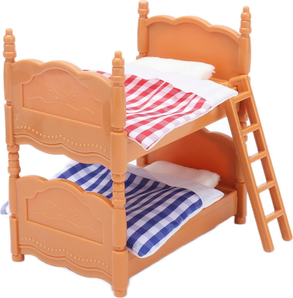 Puppe Etagenbett mit Leiter Kunststoff Miniatur Puppenhaus Doppelbett für Kinder GeschenkeDoppelbett