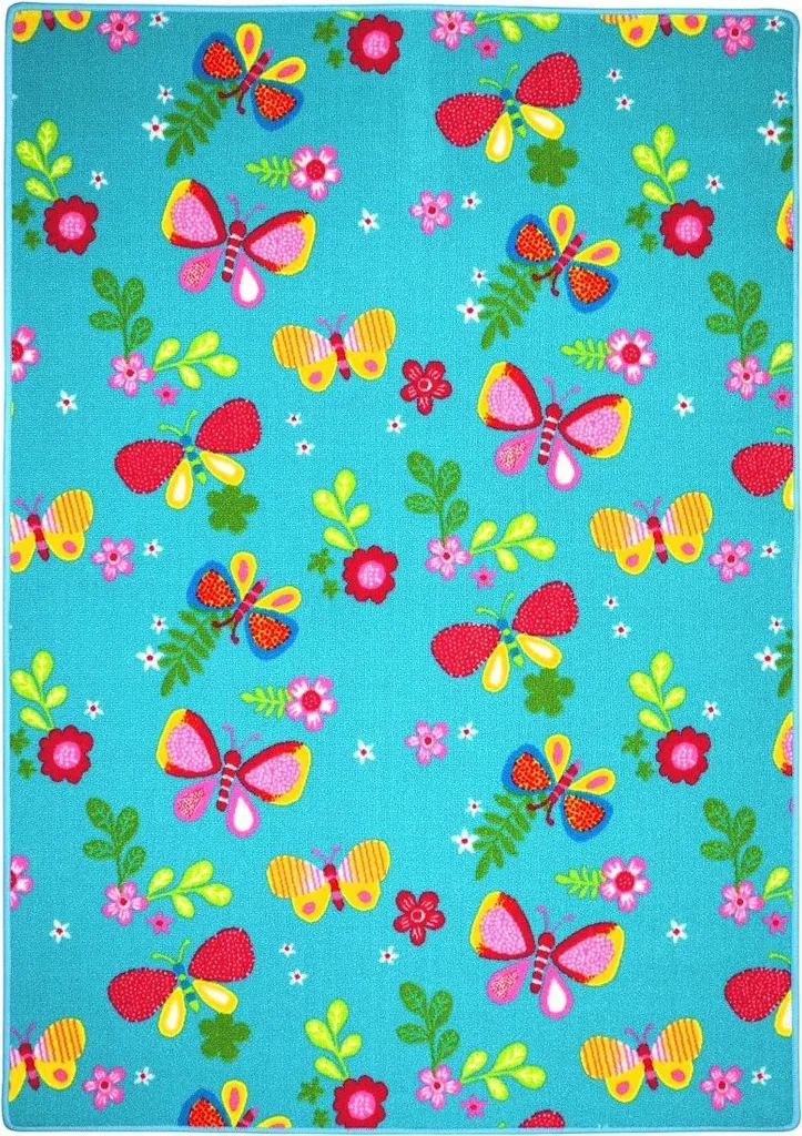 Tapis de jeu bleu pour chambre enfant 133x133 cm - Confortable