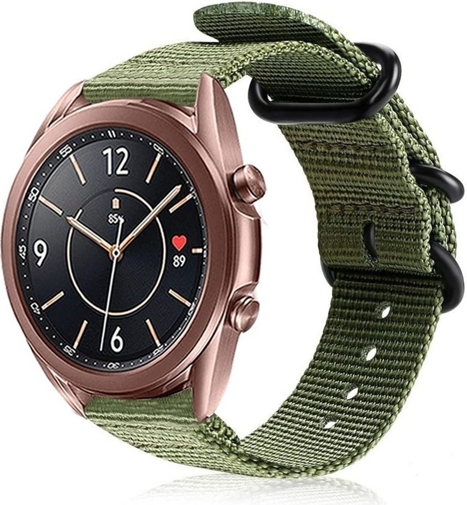 Strap-it Samsung Galaxy Watch 3 41mm Nylon schnallenband (Grün)