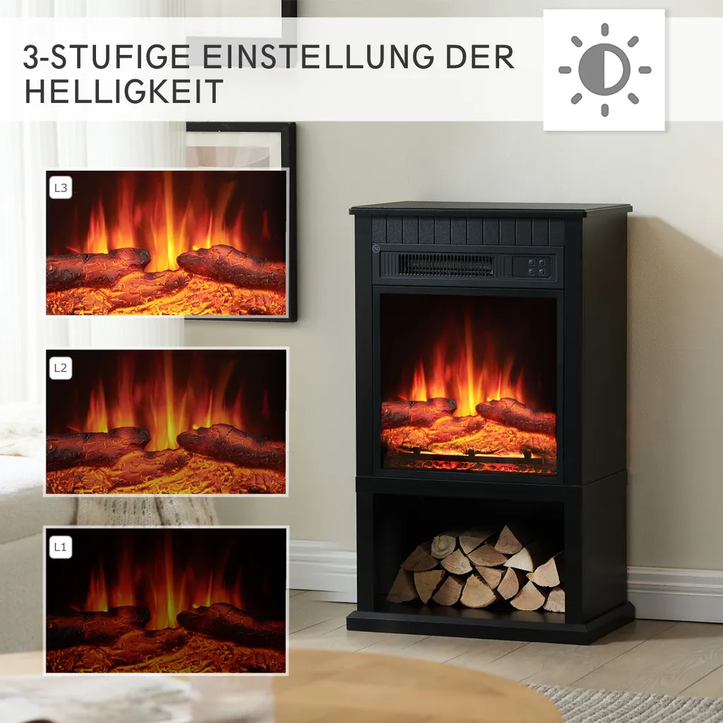 Cheminée électrique BALDERIA Ember - Chauffage sans conduit noir mat
