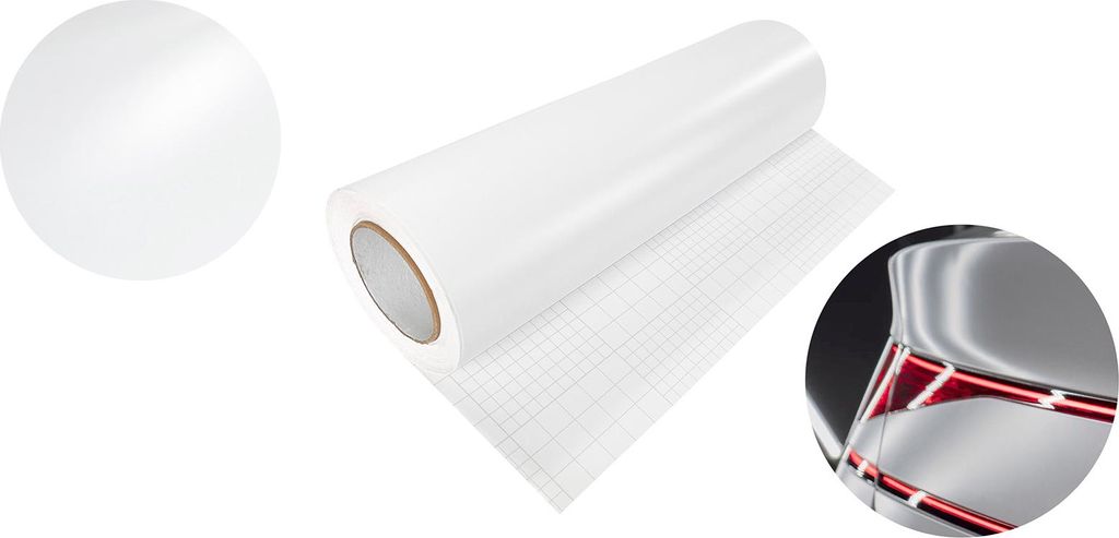 Autofolie Matt 50x500 cm - Weiß Matt - Klebefolie Auto mit Luftkanal-Kleber und UV-Schutz - Selbstklebend Folie für Innen und Außen - Auto Folie...