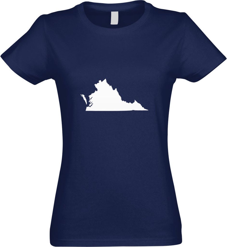 Kiwistar - T-Shirt tailliert - Damen - Navy - USA - Bundesstaat - Virginia - mit Motiv Bedruckt - Funshirt Design - Sport - Freizeit - Damen - XL