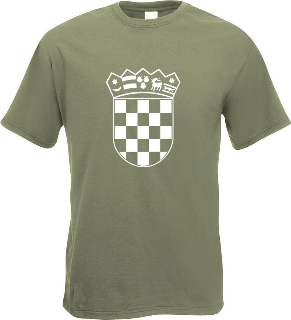 Kiwistar - T-Shirt - Olive - Flagge Kroatien Wappen Motiv Bedruckt Funshirt Design Print - mit Motiv Bedruckt - Funshirt Design - Sport - Freizeit ...