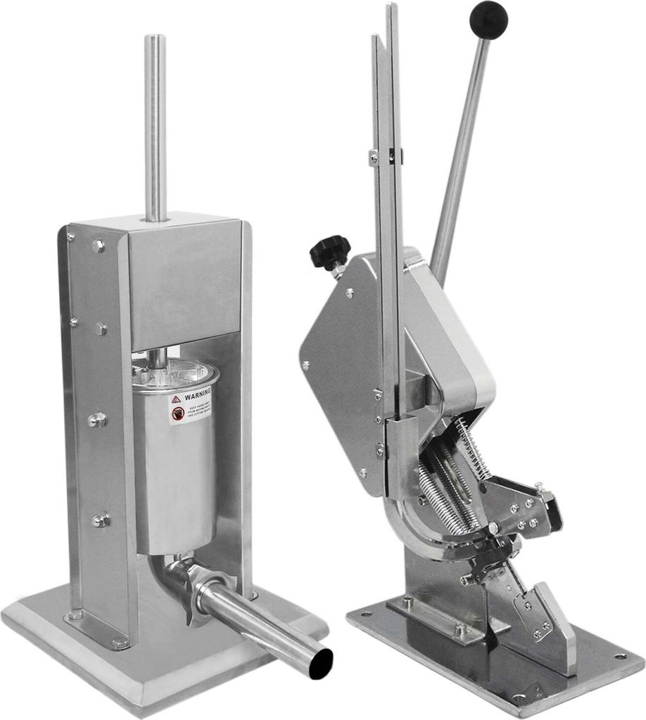 Kukoo 3 Liter Wurstfüller und Wurstclipper im Set 2000 Clips Wurstpresse Klipper Handklipper Wurstspritze Edelstahl Wurstfüllmaschine Clipper