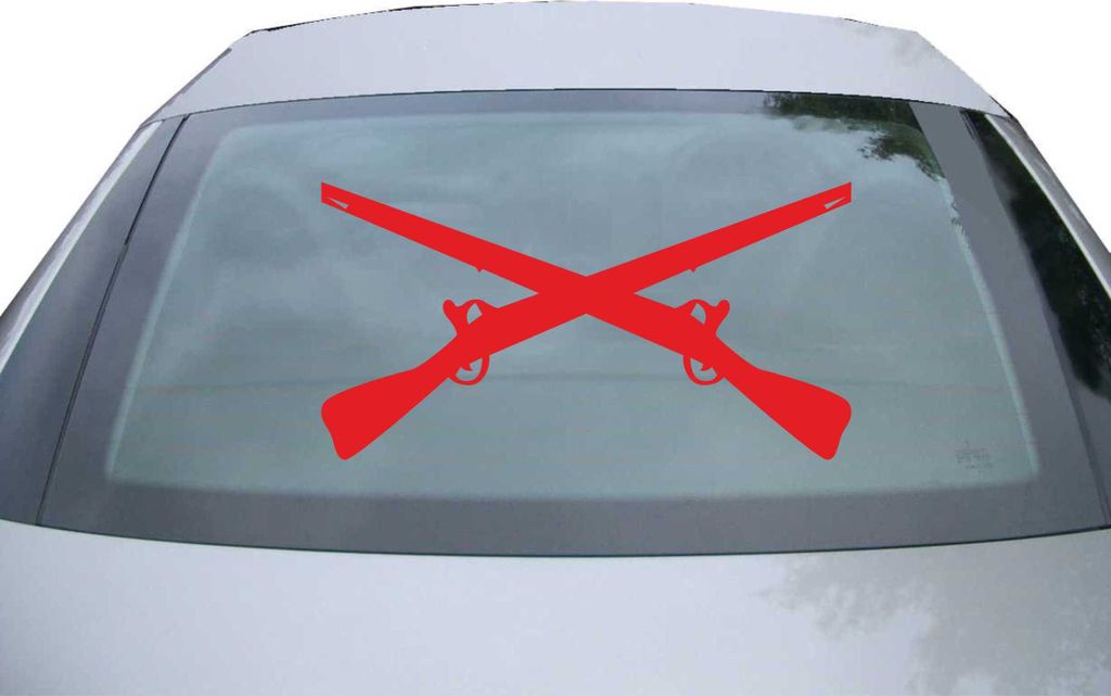Indigos UG - Aufkleber Heckscheibe & Motorklappe DE2377 - rot - 600x314 mm - gekreuzte Gewehre - Auto Scheiben Fenster Heckklappe Tuning Racing JDM...