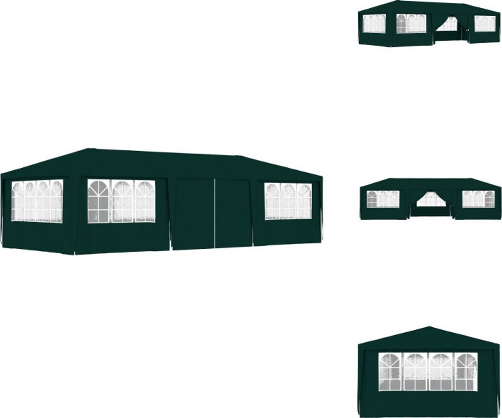 vidaXL Profi-Partyzelt mit Seitenwänden 4×9 m Grün 90 g/m² - Pavillons & Partyzelte