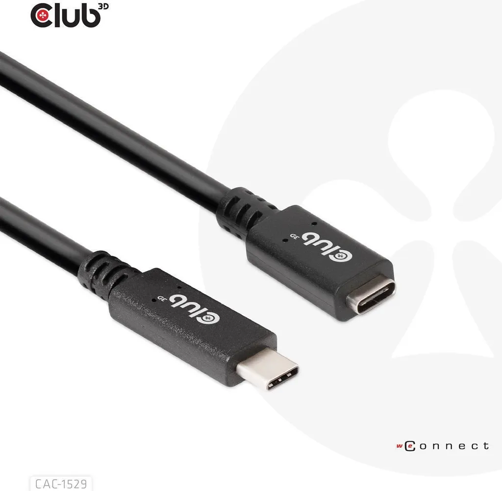 Club3d CLUB3D Cavo di prolunga USB Gen1 Type-C 5Gbps 60W (20V/3A) 4K60Hz M/F 2m/6,56ft