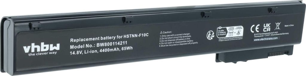 vhbw Akku Ersatz für HP VH08075-CL, VH08075, HSTNN-LB2P, HSTNN-LB2Q, VH08, QK641AA für Notebook (4400 mAh, 14,8 V, Li-Ion)