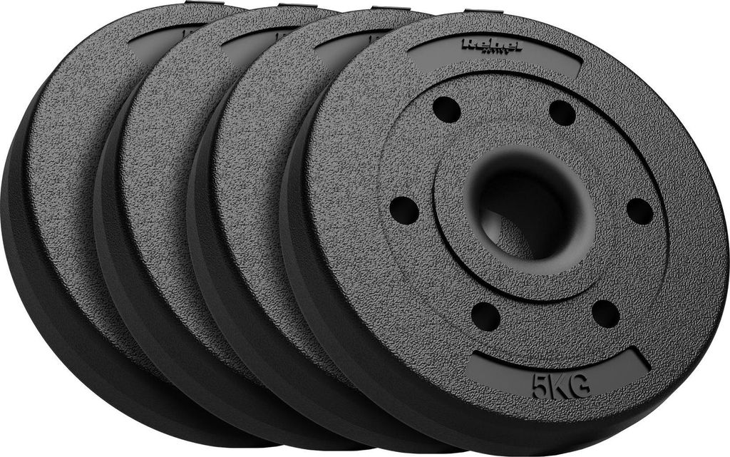 Rebel 20kg bitumiertes Hantelset 51mm Adapter