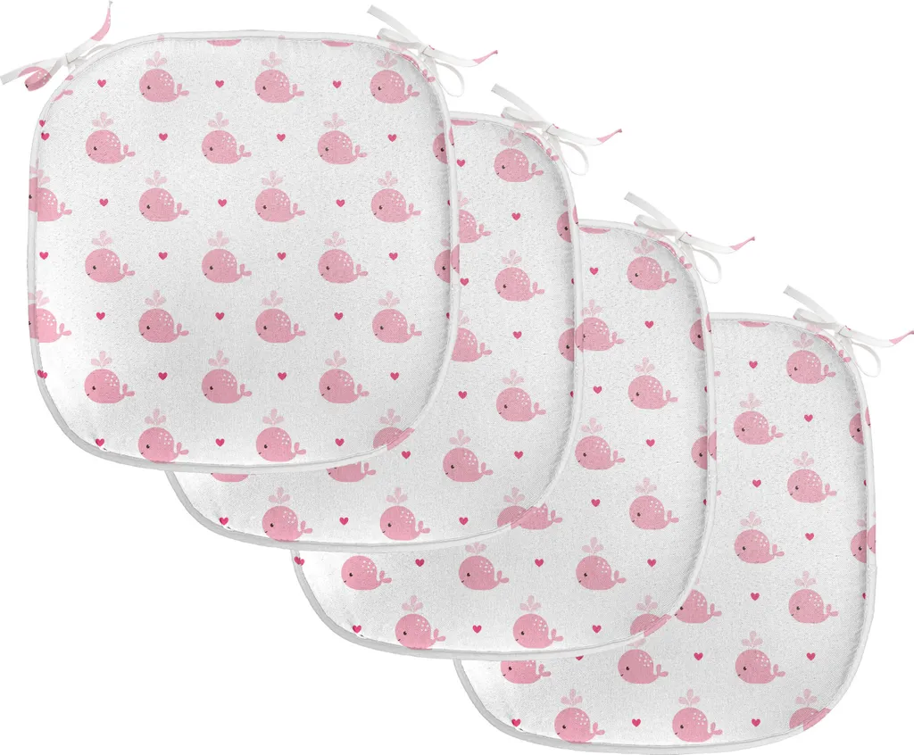 ABAKUHAUS Set 4 Cuscini Sedie Cucina 40x40 Impermeabili Bianco Rosa