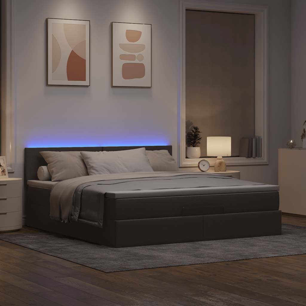 Maison Exclusive - Ottoman-Bett mit Matratze & LEDs Taupe 160x200 cm Stoff