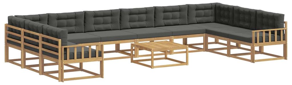 vidaXL Outdoor-Sofagarnitur mit Kissen 11 pcs Weiß und Anthrazit