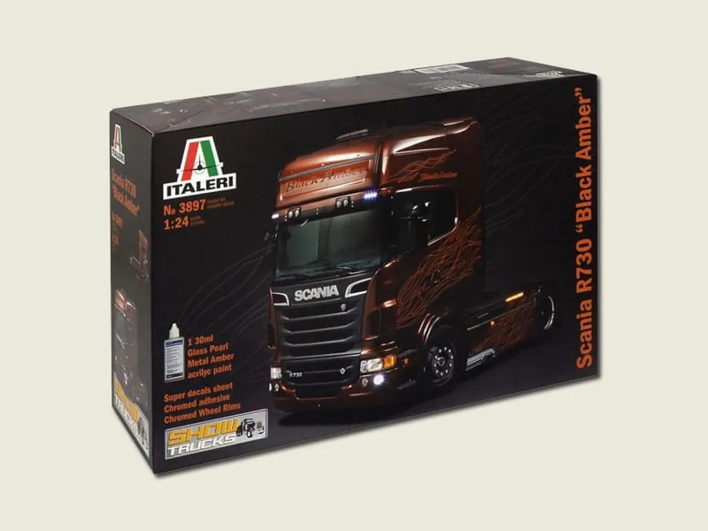 Scania R730 V8 Italeri 1:24 Black Amber avec Moteur Détaillé 510003897
