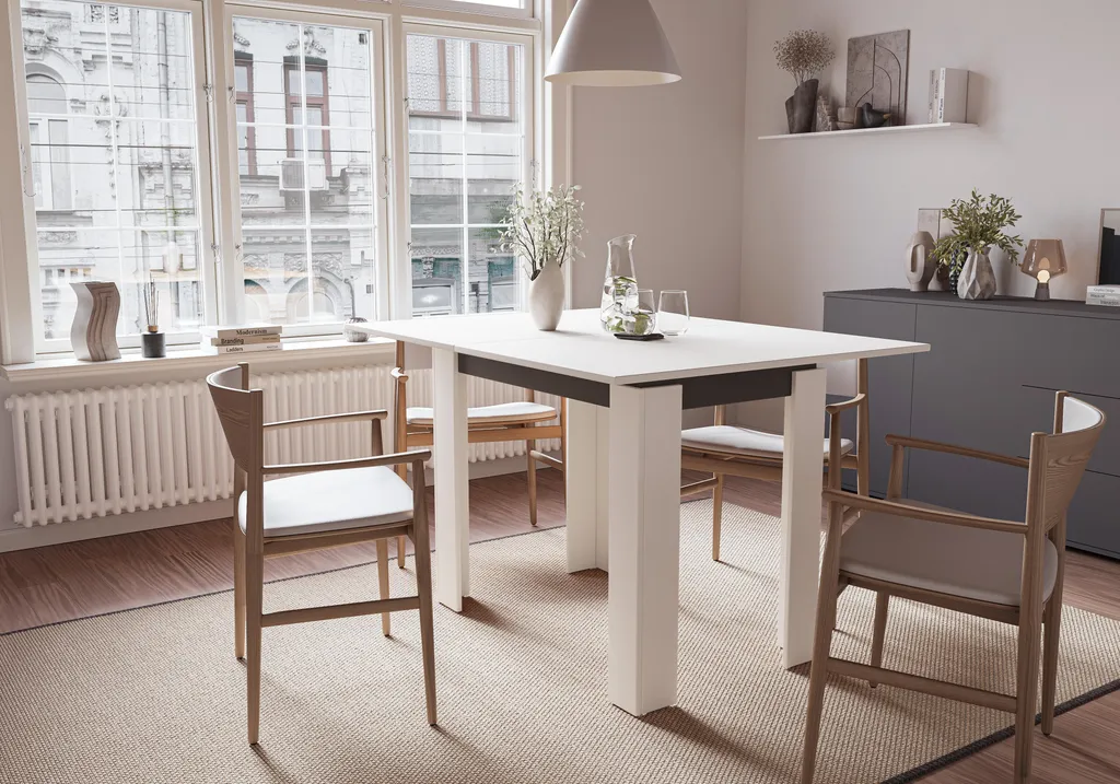 Table de cuisine extensible 90-120 cm Shefa Line Family Blanc Anthracite