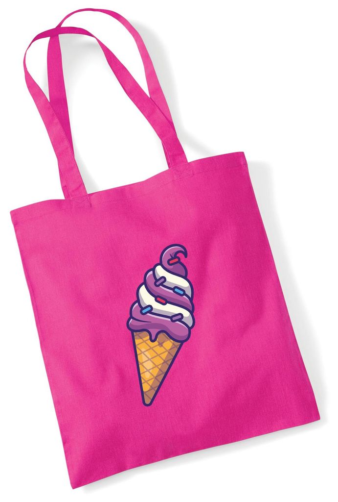 Huuraa Jutebeutel Eiscreme Comic 10 Liter Fuchsia Baumwolle Tasche Geschenkidee