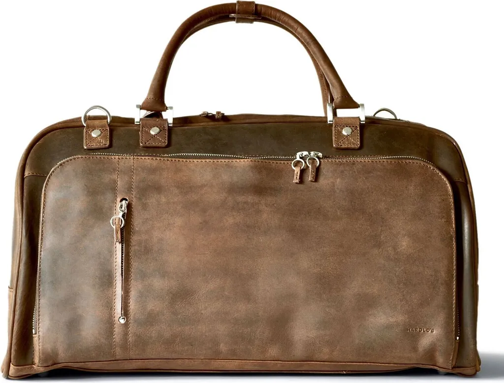 Grand Sac Week-end en Cuir Véritable Brun pour Homme et Femme Harold's
