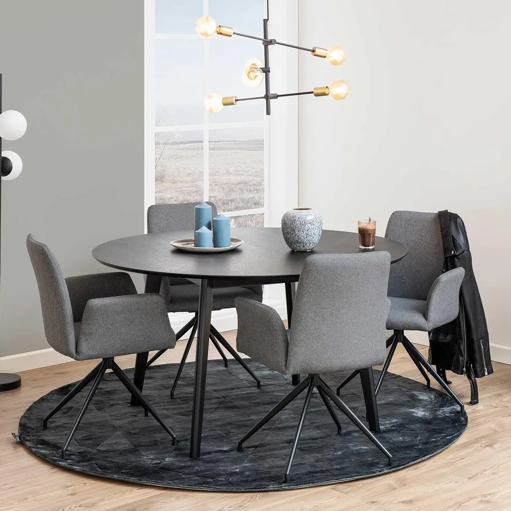 Table de salle à manger Roxby Ø140 cm noire en bois design scandinave - 9