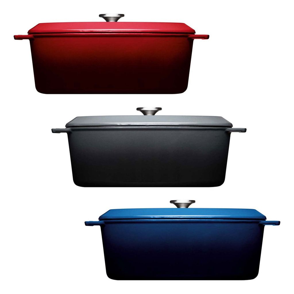 WOLL Bräter Iron 34x26cm 7,5l Chili Red, 7,5 l, Rot, Eisenguss, Keramik, Gas, Halogen, Induktion, Deutschland, 340 mm