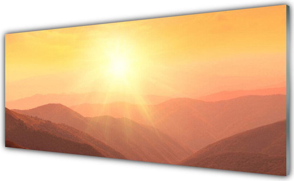 Küchenrückwand aus Glas 125x50cm Spritzschutz Sonne Gebirge Landschaft