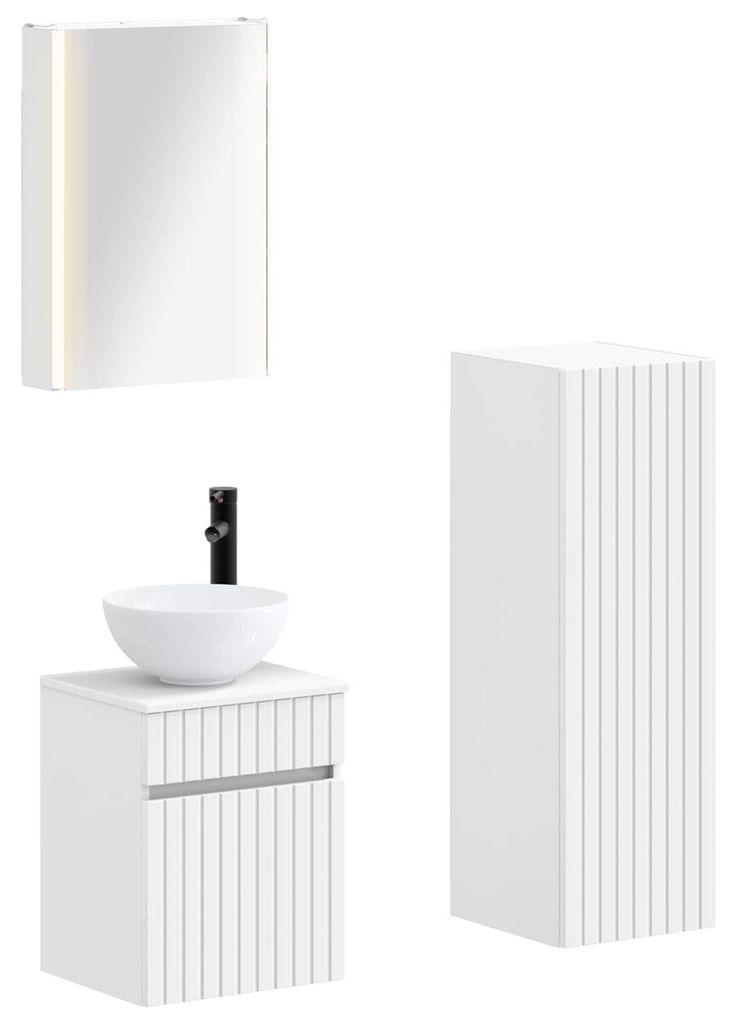 vidaXL Badezimmermöbel-Set 4 pcs Weiß Ingenieurholz und Glas