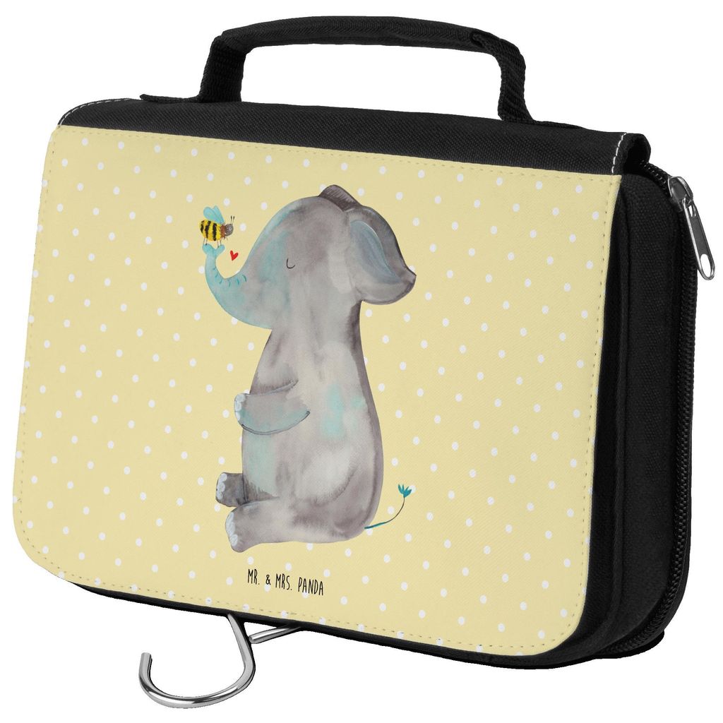 Mr. & Mrs. Panda Kulturbeutel Elefant Biene - Gelb Pastell - Geschenk, Jahrestag, badtasche, Hochzeitsgeschenk, Lustige Sprüche, kulturtäschchen,...